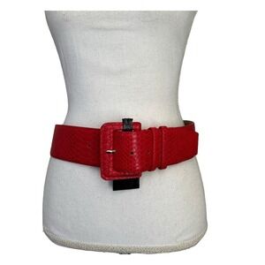 INC Women's Med/Large Red Faux Snake Embossed Wide Belt